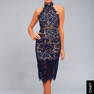 Lulu’s Navy Lace Midi Dress
